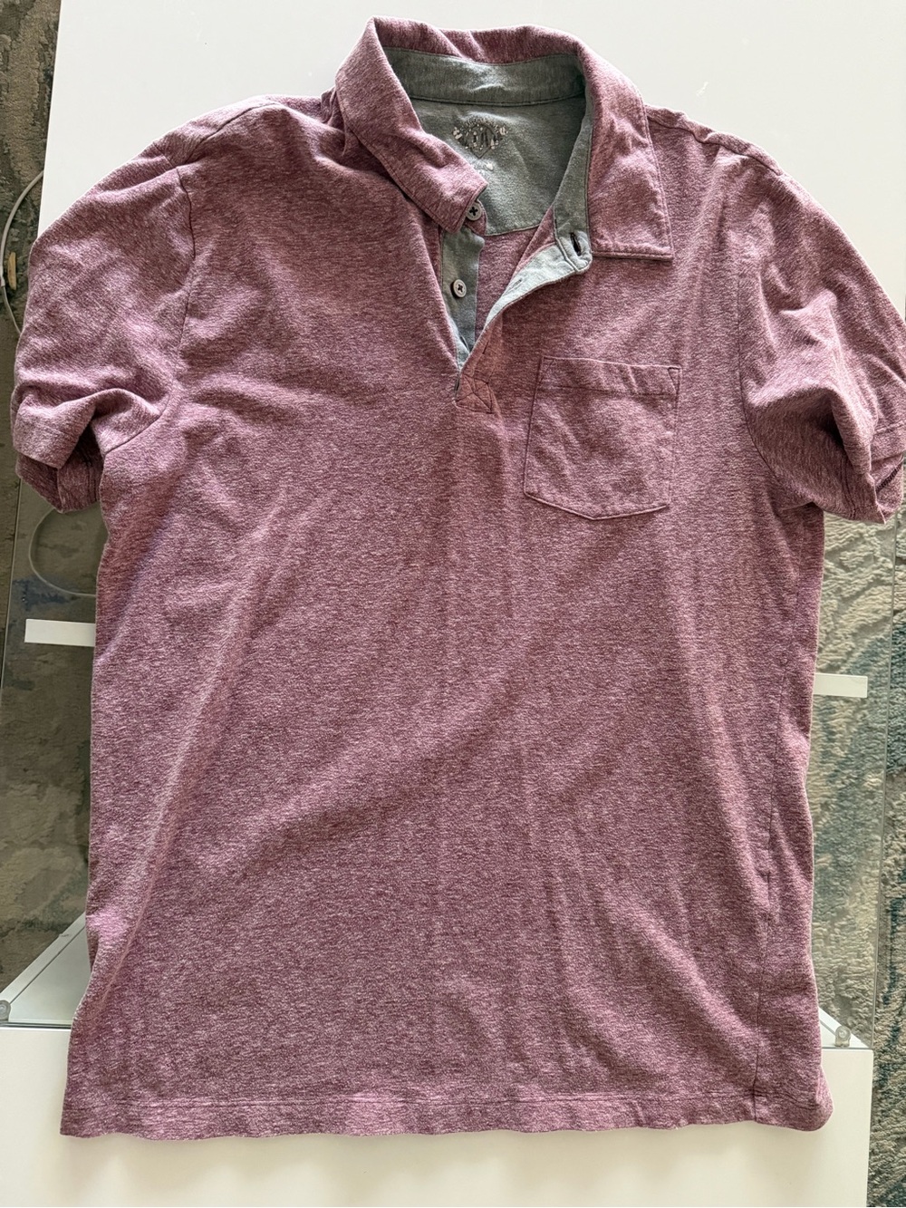 Men's Heathered Maroon Short-Sleeve Polo with Chest Pocket